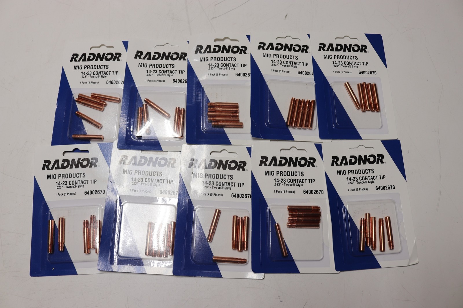 50x Lot (10x 5 Pack) Radnor MIG Welding Contact Tip 14-23 Tweco Style .023