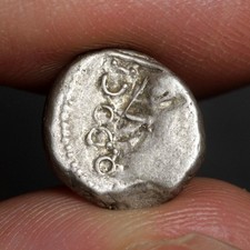 Ancient Celtic Horse Coin 80BC Gaul Silver Quinarius Sequani Tribe Gallic Celts picture