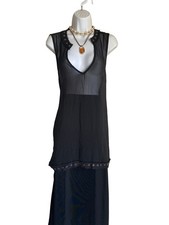 VTG Torrid Plus Size 0 Black Sheer Tunic Blouse Whimsigoth Goth Dark Romance picture