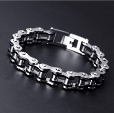 SOLID Stainless Steel Motorcycle Bike Chain Design Bracelet Men's Jewelry Gifts picture