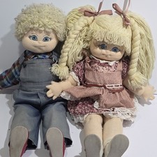 VTG 1984 Candy Kiddie Soft Sculpture Dolls Pair Irena Signed 24