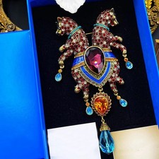 Vintage Blue Rhinestone Bird Brooch Sparkling Crystal Flying Bird Pin picture