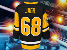 JAROMIR JAGR AUTOGRAPHED CUSTOM PITTSBURGH PENGUINS BLACK JERSEY COA BECKETT picture