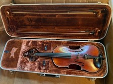 Old italian violin labeled Antonio Stradella 1907 Rome Italy 2 Bows Case Antique picture