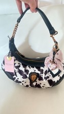 nwt juicy couture juicy romance cow print hobo bag w charm faux fur faux leather picture