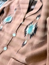 Vintage Ortega’s 100% Wool Blanket Hand Woven Brown Chimayo Jacket - XL picture