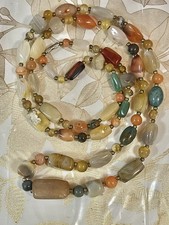 VTG Southwest  Multicolor GemStone Necklace Cornelian Agate Onyx Sz 40” picture