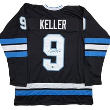 Autographed/Signed Clayton Keller Utah Black Hockey Jersey Beckett BAS COA picture
