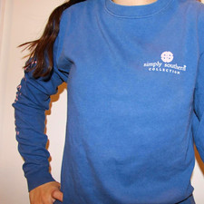Simply Southern Women's Blue Giraffe Graphic Crew Neck Long Sleeve T-Shirt S picture