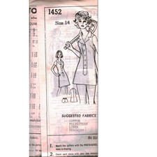 Vintage 1960s Simplicity 1452 Misses Mini Dress and Shorts Sewing Pattern Sz 14 picture