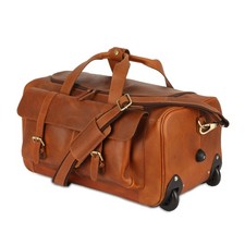 Leather Rolling Travel Duffel for Men & Women - 21-Inch U-Zip Duffel Bag picture