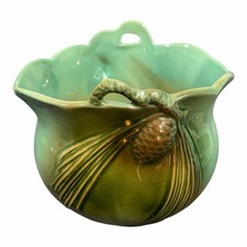 Vintage Roseville Art Pottery Pine Cone Green Footed Planter 458F-5