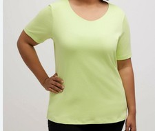 Chico's True Color Tee Adriana Elbow Top Lime Green V-Neck Size 3 L XL NEW picture