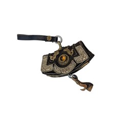 Vintage Tibetan Repoussé Metal & Leather Pouch with Dragon Motif picture