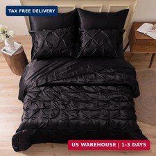 MR&HM Satin Comforter Queen 7 Pieces - Luxurious Pinch Pleat Bedding Set with Co picture