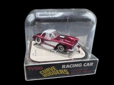 TYCO Curve Huggers 8506 '60 Corvette HO Slot Car Red White in Case picture