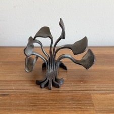 Vintage Brutalist Cast Iron Abstract Sculpture Artist Signed Dated 1976 Desk Top picture