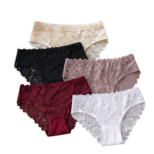5 Pack Women's Cotton Lace Briefs Soft Stretch Breathable Panties S-XXL picture