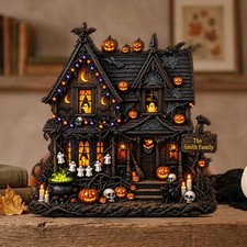 Personalized Halloween Haunted House Wooden Block picture