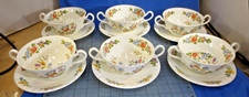 Set of 6: Aynsley COTTAGE GARDEN 4.5” Cream Soup Bowl & Underplate Vintage Swirl picture