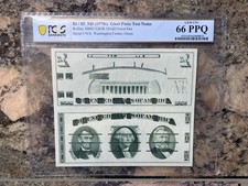 1970s Giori Test Note ~ Washington Center Uncut Pair ~ PCGS Gem 66PPQ picture