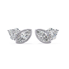 2-TCW Marquise Cut IGI Certified Cluster Bezel Setting Earrings 14K White Gold picture