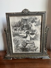 Antique 1900s Halloween Ghost Haunted House Halftone Print Old Wood Frame picture