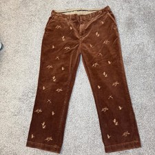 Vintage Polo Ralph Lauren Corduroy Pants Brown Embroidered Duck Pheasant 42x32 picture