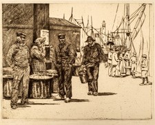 German Etching, Fritz Ruppert (1878-1937) Ostende Lobstermen, 1912. 15