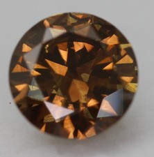 0.52 Carat Orangy Brown VVS2 Round Brilliant Natural Enhanced Diamond 5.4m VIDEO picture