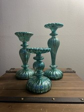 set of 3 illuminated mercury glass pedestals by valerie From QVC picture