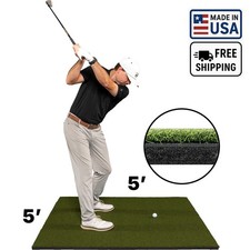 USA-Made 5'x5' Fairway Shock-Absorbent Golf Mat - Won't Stain Clubs - 1