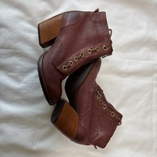 Kork-Ease Mindo Bordeaux Leather Lace Up Ankle Boots Women’s 8 EU 39 picture