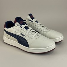 PUMA Court Ravine Men’s Size 10 White Leather Sneakers Navy Red Low Top Casual picture