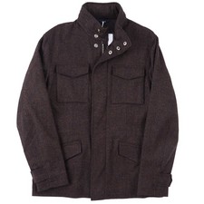 Manto Navy-Brown Woven Melange Baby Alpaca and Wool Field Jacket M (Eu 50) NWT picture