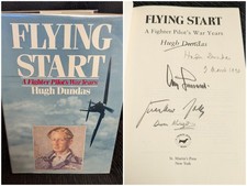 Hugh Dundas DFC DSO SIGNED x 4 Flying Start A Fighter Pilot's War Years WWII RAF picture