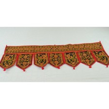 Vintage Indian Toran Door Hanging Shisha Mirror Peacock Embroidery Whimsical picture