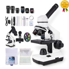 Compound Microscope 40X-2000X WF10X/25X LED Student Lab Phone Adapter Kit #DM1 picture