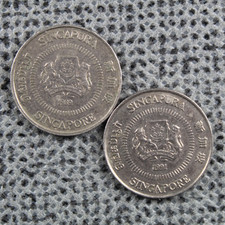 10 Cents Singapore 1989 1991 2 Coins Jasmine Flowers Copper-Nickel ø 18.5mm picture