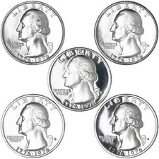 1976 P D S S S Washington Quarters Silver  Proof & BU & Clad P D S 5 Coin Set picture