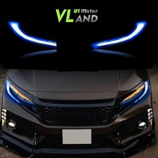 VLAND LED Projector Headlights For 16-21 Honda Civic Blue DRL Sequential Signal picture