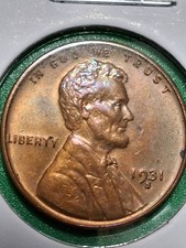 1931-S LINCOLN CENT. KEY DATE. RAINBOW . MS/ BU/ RD. COLLECTORS CHOICE.... picture