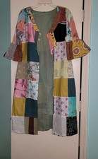 Handmade Women’s S Patchwork Boho Duster Jacket S Bell Sleeve Mixed Print picture