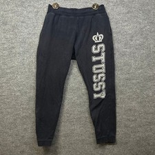 VTG Stussy Sweatpants Men's Black Fleece Elastic Waist Joggers USA Made - Large picture