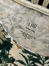J JILL Perfect Pima Cotton Sz XL Knit Tunic Top Green Brown Botanical Print NWOT picture