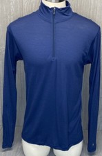 Smartwool Men’s Pullover Blue 1/4 Zip Merino Wool L/S Base Layer Size Large FLAW picture