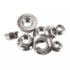 FLANGE NUTS SERRATED 1/4-20, 5/16-18, 3/8-16, ZCN3, Coarse ZINC PLATED STEEL HEX picture