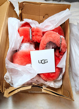 UGG Fuzz Yeah Women's Shearling Slide Slippers Orange Solid US 9 picture