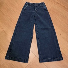 Zara Trafaluc Dark Wash Wide Leg High Rise Jeans Size 2 24x25 Casual Minimalist picture
