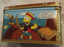 Vintage 1992 Bart Simpson Tin Bank Pirate Butterfinger Nestle Chocolate Candy picture